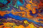 Abstract pattern in oil spilled in small stream-Costa Rica Art Print